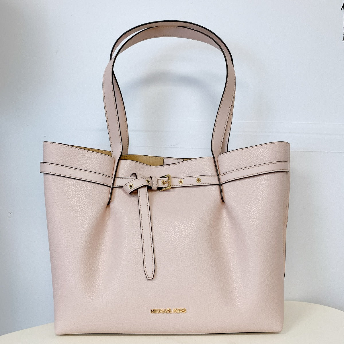 MICHAEL KORS 35H0GU5T9T Emilia Large Pebbled Leather Tote Bag In Powder Blush MICHAEL KORS 35H0GU5T9T Emilia Large Pebbled Leather Tote Bag In Powder Blush